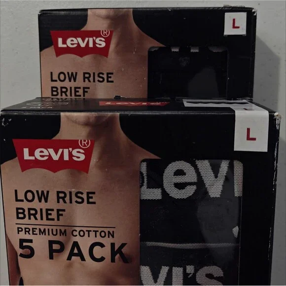 NEW Levi's Low Rise Briefs Cotton Underwear L Large 2 sets of 5-Pack Black NWT - Picture 2 of 7